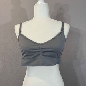Under Control Women's Size XL Gray Lace Trim Nursing Maternity Bra RN148628